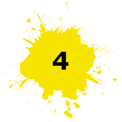 Yellow Paint Splat with a 4 on it