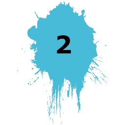 Blue Paint Splat with a 2 on it