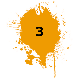 Orange Paint Splat with a 3 on it